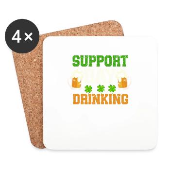Support Day Drinking Irish Shamrock Funny - Coasters (set of 4) - white - Front
