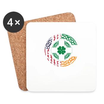 Irish, American, USA, Flag, Celtic Cross - Coasters (set of 4) - white - Front