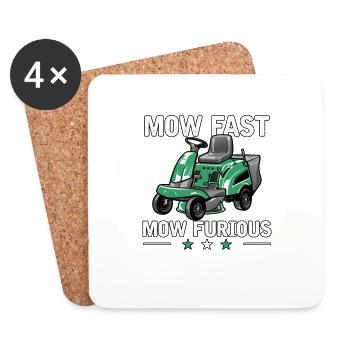 Mow Fast Mow Furious Lawn Mower Lawn Mower Racing - Coasters (set of 4) - white - Front