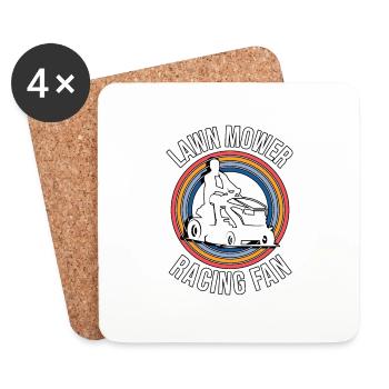 Lawn Mower Racing Fan Rasenmäher Rasenmäherrennen - Coasters (set of 4) - white - Front