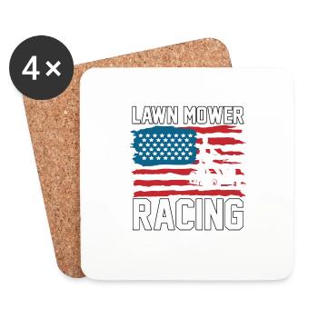 Lawn Mower Racing USA Rasenmäher Rasenmäherrennen - Untersetzer (4er-Set) - Weiß - Vorne