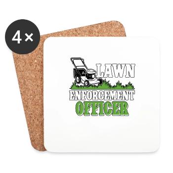 Lawn Enforcement Officer Lawn Mower - Coasters (set of 4) - white - Front