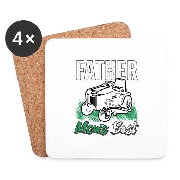 La meilleure tondeuse à gazon de Father Mow Course de tondeuses à gazon - Dessous de verre (lot de 4) - blanc - Devant