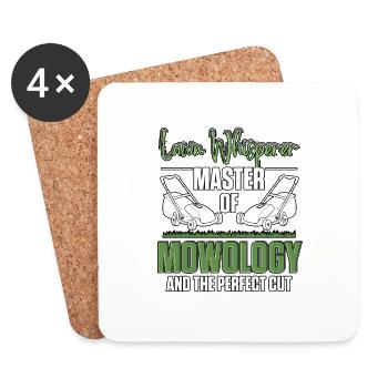 Lawn Whisperer Master Of Mowology Lawn Mower - Coasters (set of 4) - white - Front