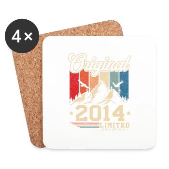Original 2014 Rétro Vintage Anniversaire 10 Ans - Dessous de verre (lot de 4) - blanc - Devant