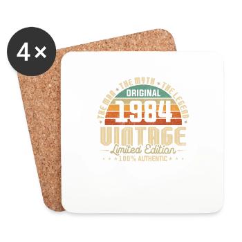 Vintage 1984 Jahrgang Geburtstagsgeschenk Retro - Untersetzer (4er-Set) - Weiß - Vorne