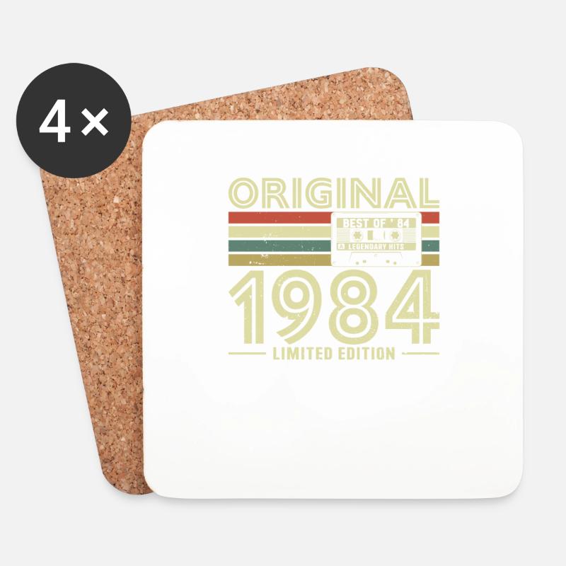 Vintage Geburtstag 1984 Retro Geschenk - Untersetzer (4er-Set) - Weiß
