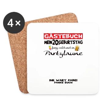 20. Geburtstag Frau & Mann Gästebuch - Untersetzer (4er-Set) - Weiß - Vorne