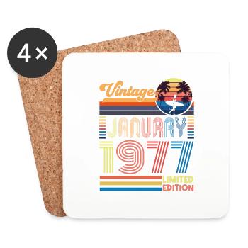 Geburtstag, Januar 1977. Geschenk Januar 1977. - Untersetzer (4er-Set) - Weiß - Vorne