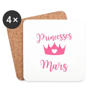 Les plus bellas princess sont nees en mars - Dessous de verre (lot de 4) - blanc - Devant