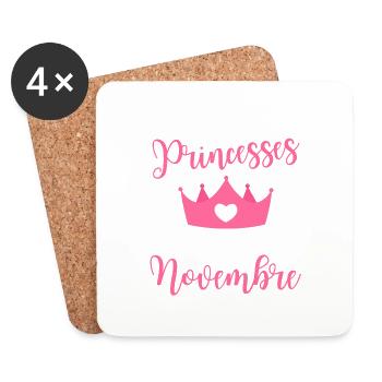 Les plus bellas princess sont nees en novembre - Dessous de verre (lot de 4) - blanc - Devant