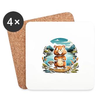 Team Beaver - Untersetzer (4er-Set) - Weiß - Vorne