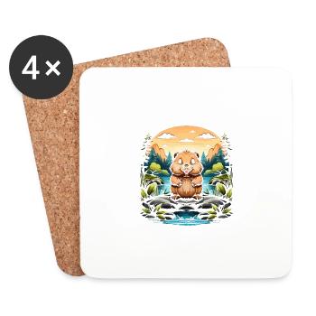 A Clean Beaver Always Gets More Wood - Coasters (set of 4) - white - Front
