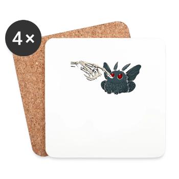 Kawaii Mothman Skeleton Hand Cryptid - Coasters (set of 4) - white - Front