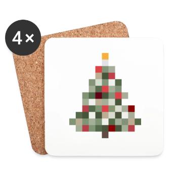 Arbre de Noël rétro 8 bits Noël - Dessous de verre (lot de 4) - blanc - Devant