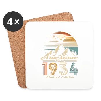 Vintage 1934 Vintage Rétro Cadeau Anniversaire - Dessous de verre (lot de 4) - blanc - Devant