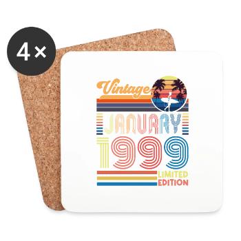 Jubiläum Januar 1999. Geschenk Januar 1999. - Untersetzer (4er-Set) - Weiß - Vorne