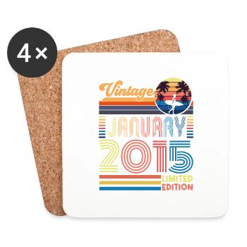 Anniversaire janvier 2015. Cadeau Janvier 2015. - Dessous de verre (lot de 4) - blanc - Devant
