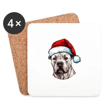 Dogue Argentino Chien Tête de Noël - Dessous de verre (lot de 4) - blanc - Devant