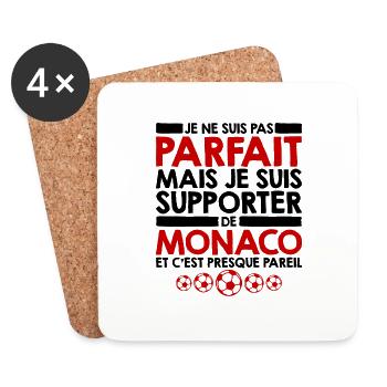 Homme Supporter De Monaco Foot Football Monégasque - Dessous de verre (lot de 4) - blanc - Devant