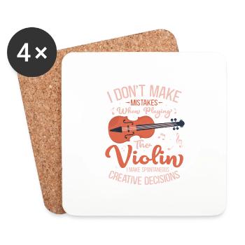 I Don't Make Mistakes When Playing The Violin Jazz - Coasters (set of 4) - white - Front