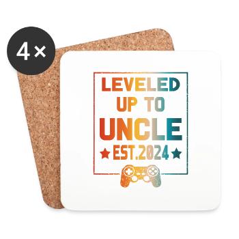 First Time Uncle leveled up to uncle Est 2024 - Dessous de verre (lot de 4) - blanc - Devant