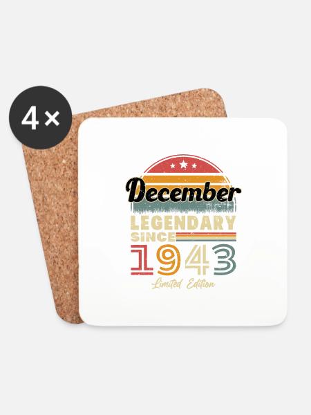 Dezember 1943 Vintage Retro Geburtstagsgeschenk - Untersetzer (4er-Set) - Weiß
