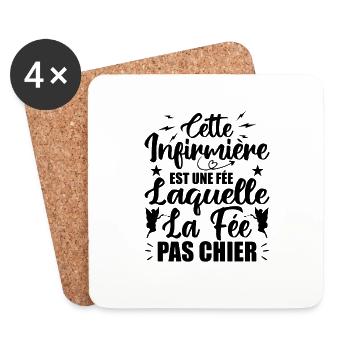 Cette Infirmière est Une Fée - Humour Infirmière - Dessous de verre (lot de 4) - blanc - Devant
