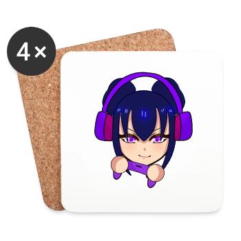 Gaming Kawaii, Anime Girl Playing Games - Coasters (set of 4) - white - Front