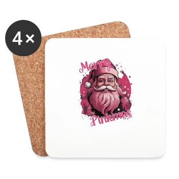 Merry Pinkmas Pink Christmas Xmas merry christmas - Coasters (set of 4) - white - Front