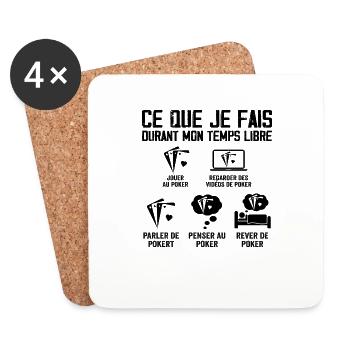 Ce Que je Fais Durant Mon Temps Libre Poker - Dessous de verre (lot de 4) - blanc - Devant