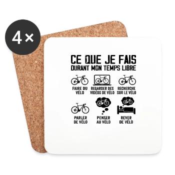 Ce Que Je Fais Durant Mon Temps Libre Cadeau Vélo - Dessous de verre (lot de 4) - blanc - Devant