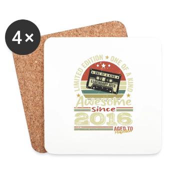 Jahrgang 2016 Original Retro Geburtstagsgeschenk - Untersetzer (4er-Set) - Weiß - Vorne