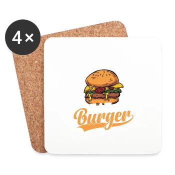 When In Doubt Eat A Burger Hamburger Food Meat Bun - Coasters (set of 4) - white - Front