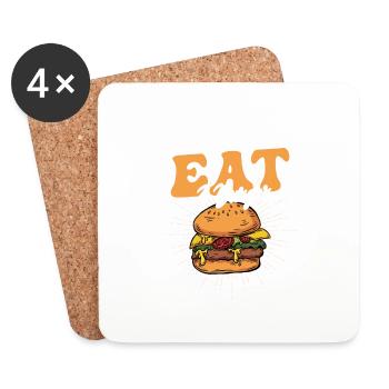 When In Doubt Eat A Burger Meat Buns Food Hamburge - Coasters (set of 4) - white - Front