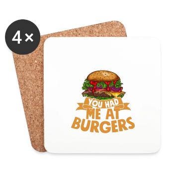Vous m’avez eu chez Burgers Hamburger Food Meat Buns - Dessous de verre (lot de 4) - blanc - Devant