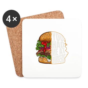 You Had Me At Burgers Meat Buns Food Hamburger - Coasters (set of 4) - white - Front