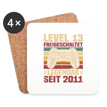 Level 13 freigeschaltet legendär seit 2011 - Untersetzer (4er-Set) - Weiß - Vorne