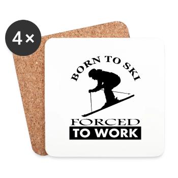 Born To Skiing Skier Ski Resort Gift - Coasters (set of 4) - white - Front