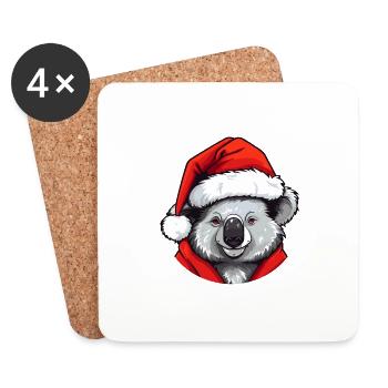 Koala Christmas Animal Head - Coasters (set of 4) - white - Front