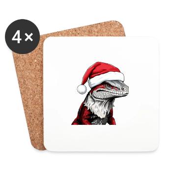 LizardChristmas Animal Head Lizard - Coasters (set of 4) - white - Front