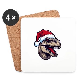 Dinosaurier Weihnachten Tier Kopf - Untersetzer (4er-Set) - Weiß - Vorne