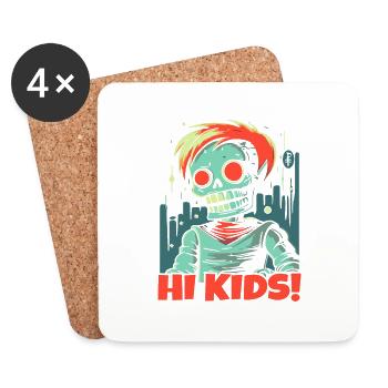Casual zombie skeleton greets the kids - Coasters (set of 4) - white - Front