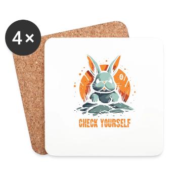 Check dich selbst: Ein cooler orangefarbener Hase - Untersetzer (4er-Set) - Weiß - Vorne