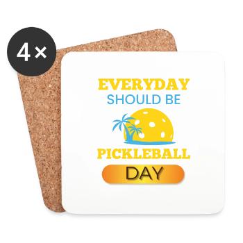 Sporty Design Everyday Should Be Pickleball Day - Coasters (set of 4) - white - Front