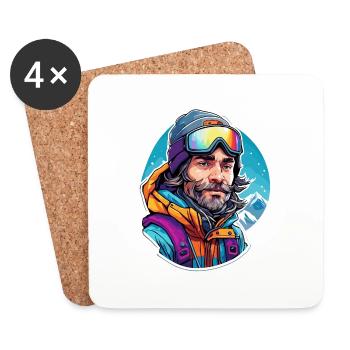 Snowboarder / Winter Sports / Piste / Snow / Alps - Coasters (set of 4) - white - Front