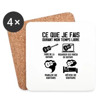Ce que je fais durant mon temps libre Guitare - Dessous de verre (lot de 4) - blanc - Devant