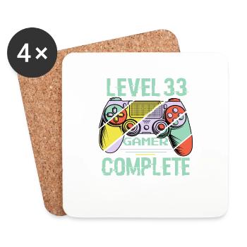 Level 33 Complete 33 Years Old Gamer Level 33 Complete - Coasters (set of 4) - white - Front