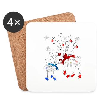 Renne avec des chaussettes - Dessous de verre (lot de 4) - blanc - Devant
