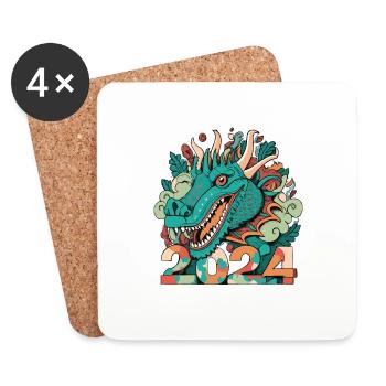 HAPPY NEW YEAR DRAGON 2024 - Coasters (set of 4) - white - Front